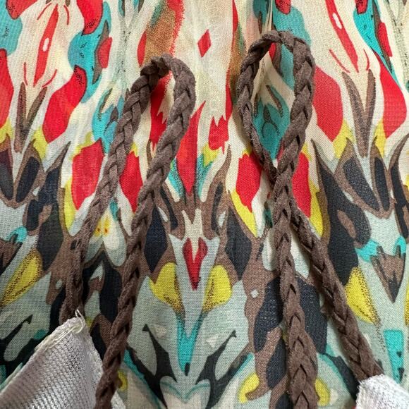 Ocean Drive Boho Mini Halter Sundress V Neck Braided Straps Lined Womens S - Picture 9 of 9